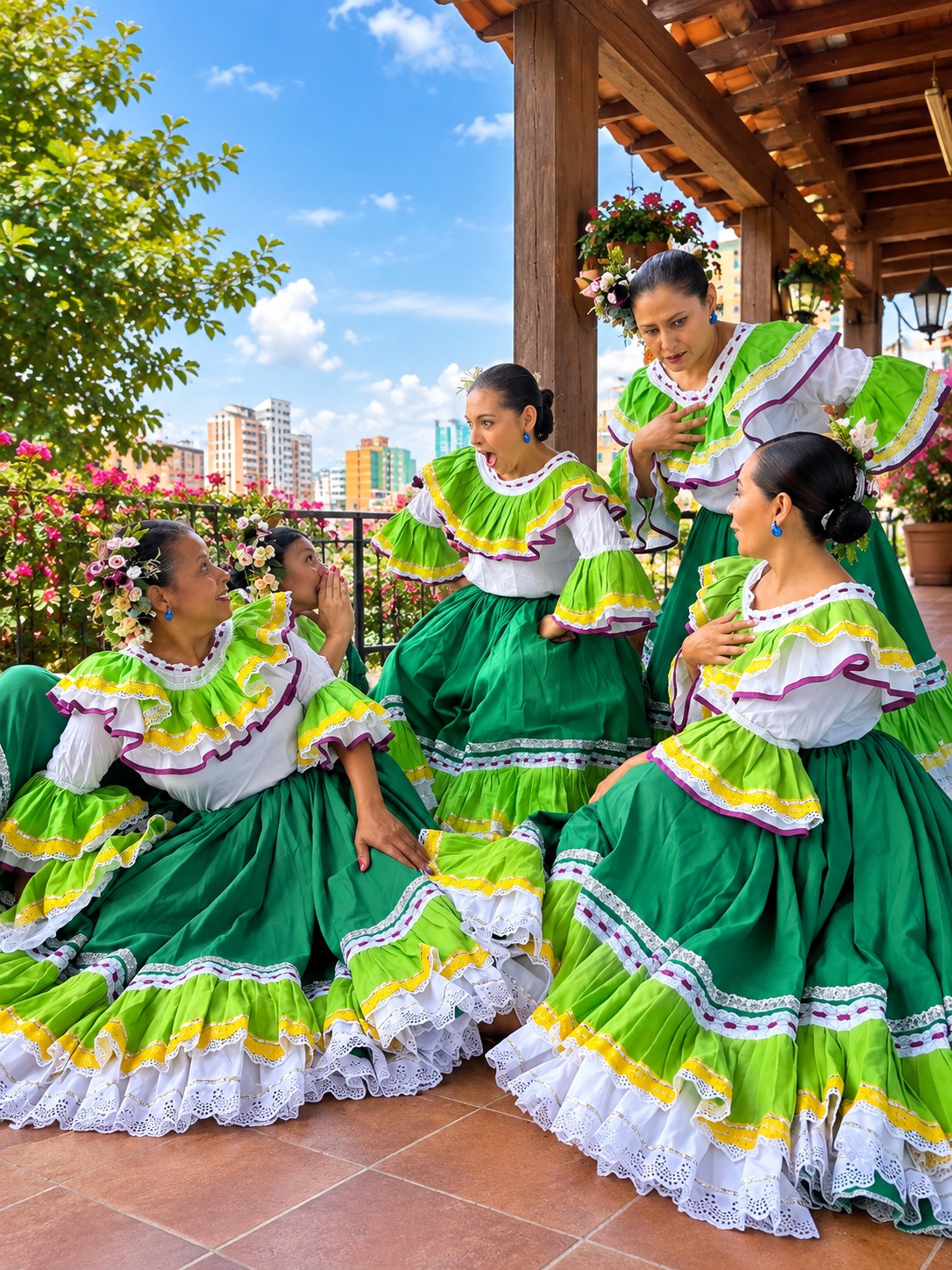 mujeres con trajes folclóricos